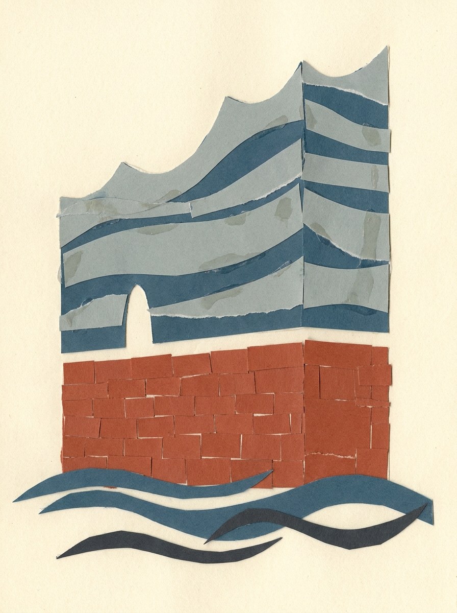 Papier-Collage der Elbphilharmonie